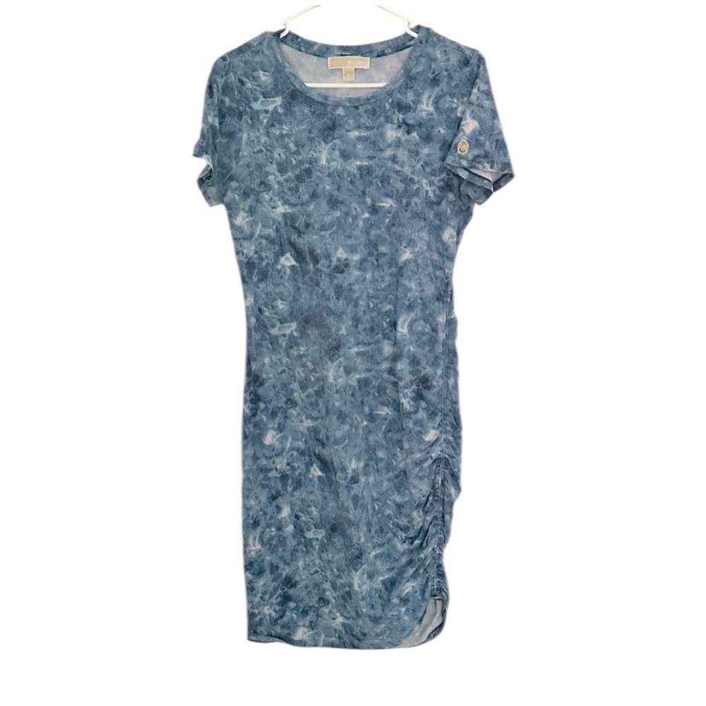 Michael Kors Blue Tie Dye Midi Dress Medium Pre-Loved PTP 18”